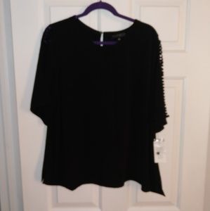 Cutout sleeve black blouse